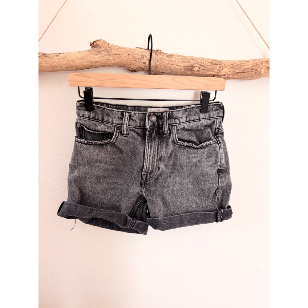 Everlane Relaxed Short Washed Black Denim High Rise Jean Shorts Size 25